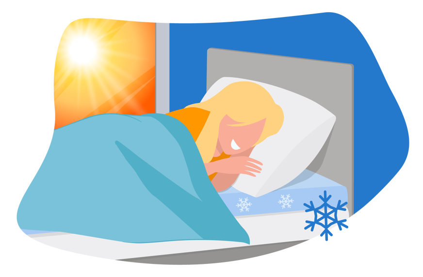 Woman sleeping on cool mattress topper.